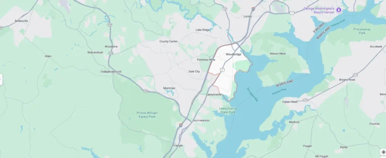 Electrician service area map for Woodbridge, VA — SparkWise Electric