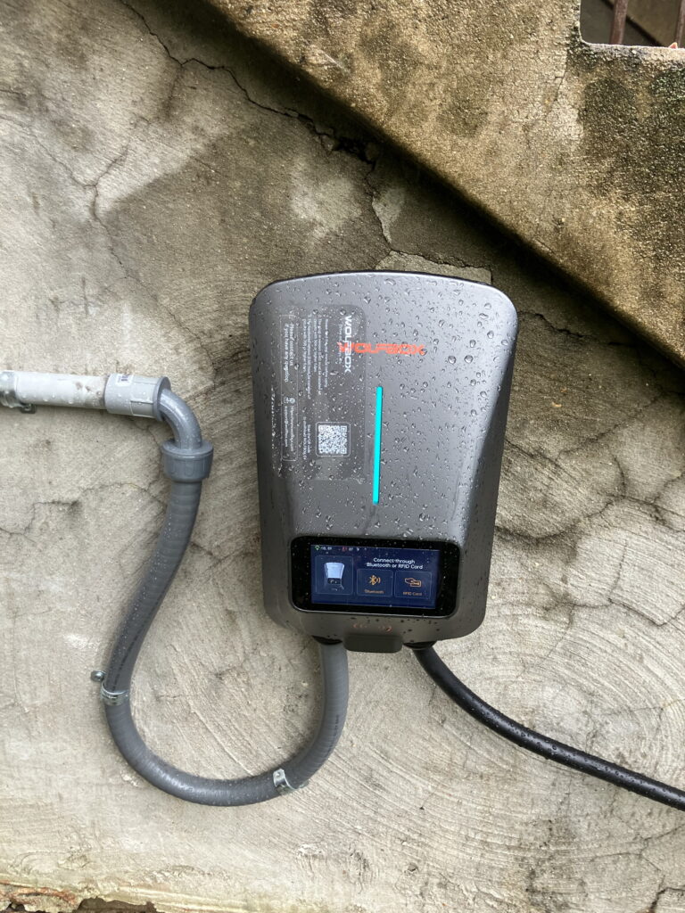 WolfBox outdoor EV charger installation in Northern Virginia