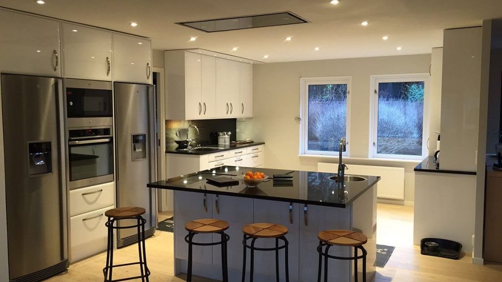 Modern kitchen LED lighting installation by SparkWise Electric in Northern Virginia
