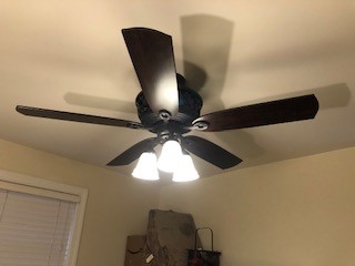 Ceiling fan installed by SparkWise Electric in a Northern Virginia home