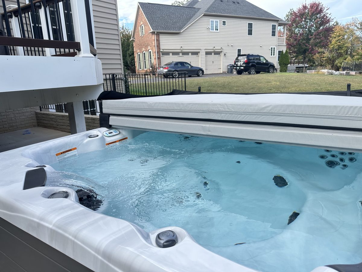 Square D 50-amp GFCI spa disconnect installed on a deck for a hot tub in Ashburn, VA – SparkWise Electric